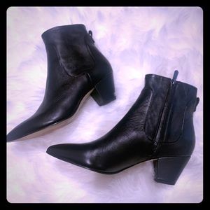 Black leather ankle boots